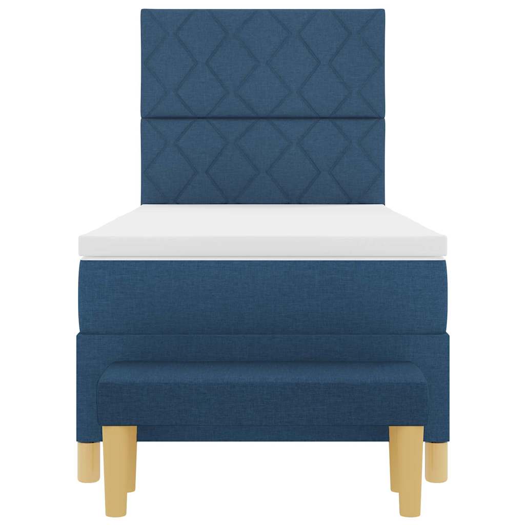 Κρεβάτι με ελατήρια με στρώμα Μπλε 100 x 200 cm ύφασμα - Pakobazaar