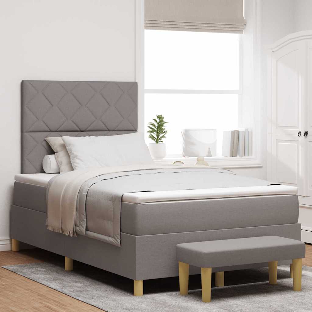 Κρεβάτι με ελατήρια με κεφαλάρι Taupe 190 x 120 εκατοστά ύφασμα - Pakobazaar
