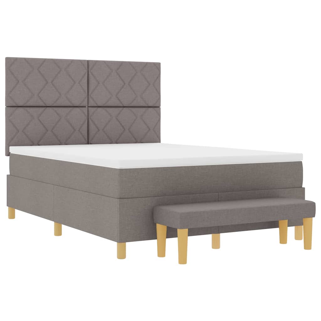 Κρεβάτι με ελατήρια με μαξιλάρι Taupe 140 x 190 cm ύφασμα - Pakobazaar