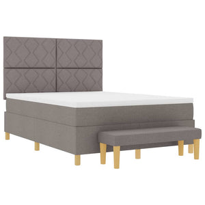 Κρεβάτι με ελατήρια με μαξιλάρι Taupe 140 x 190 cm ύφασμα - Pakobazaar