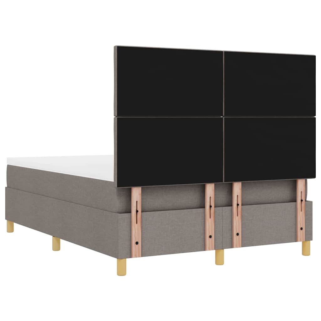 Κρεβάτι με ελατήρια με μαξιλάρι Taupe 140 x 190 cm ύφασμα - Pakobazaar