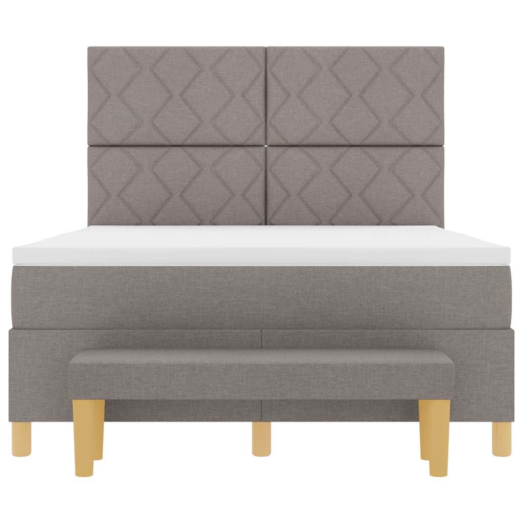 Κρεβάτι με ελατήρια με μαξιλάρι Taupe 140 x 190 cm ύφασμα - Pakobazaar