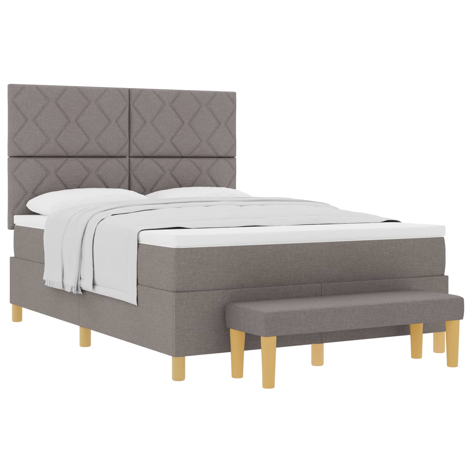 Κρεβάτι με ελατήρια με μαξιλάρι Taupe 200 x 140 cm ύφασμα - Pakobazaar