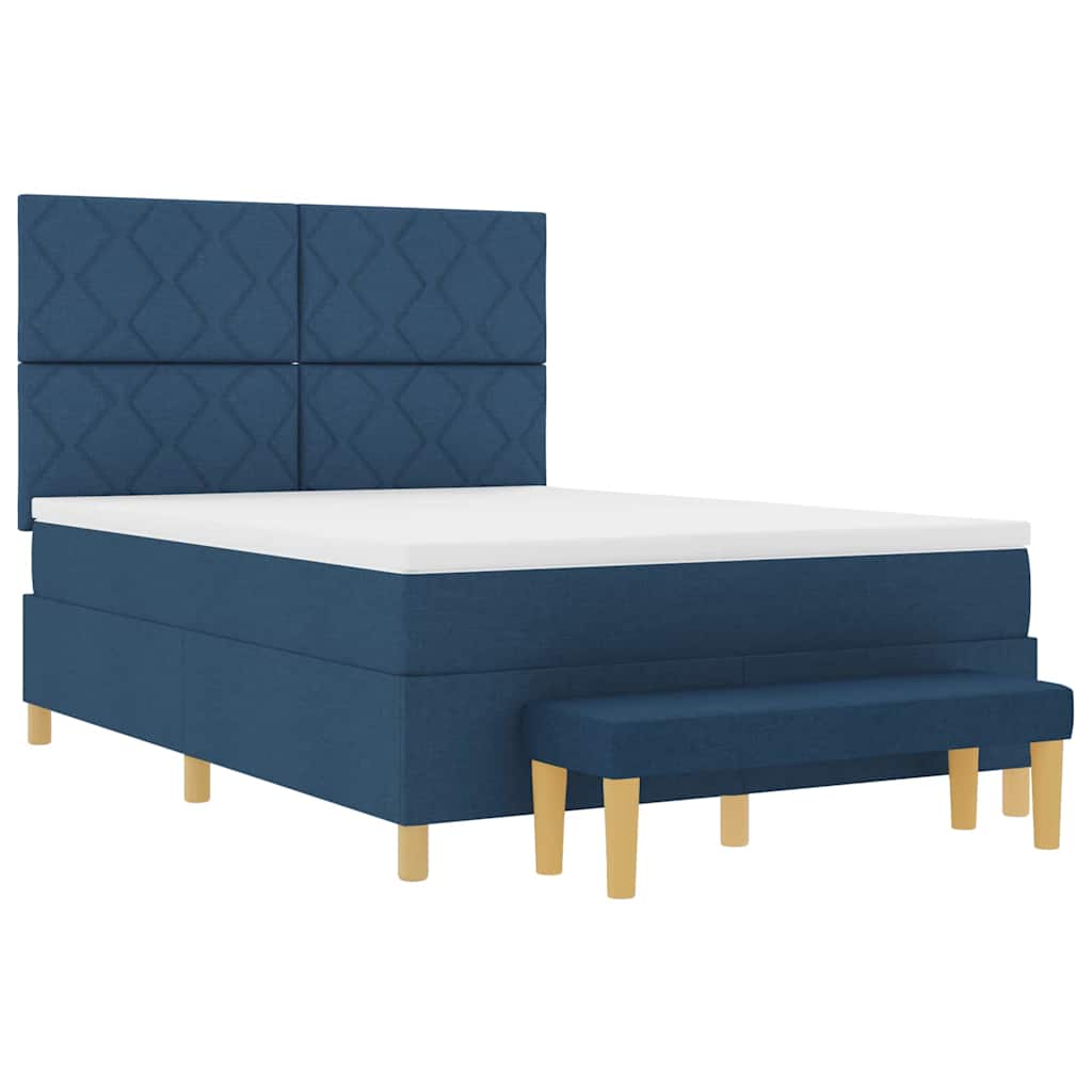 Κρεβάτι με ελατήρια με μαξιλάρι Μπλε 200 x 140 cm ύφασμα - Pakobazaar