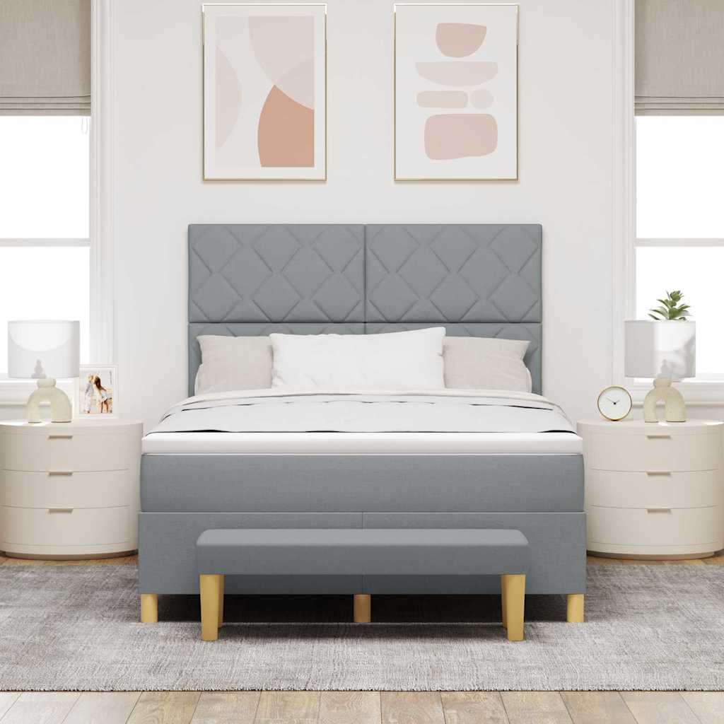 Κρεβάτι με ελατήρια με στρώμα Ανοιχτό γκρι 160 x 200 cm ύφασμα - Pakobazaar