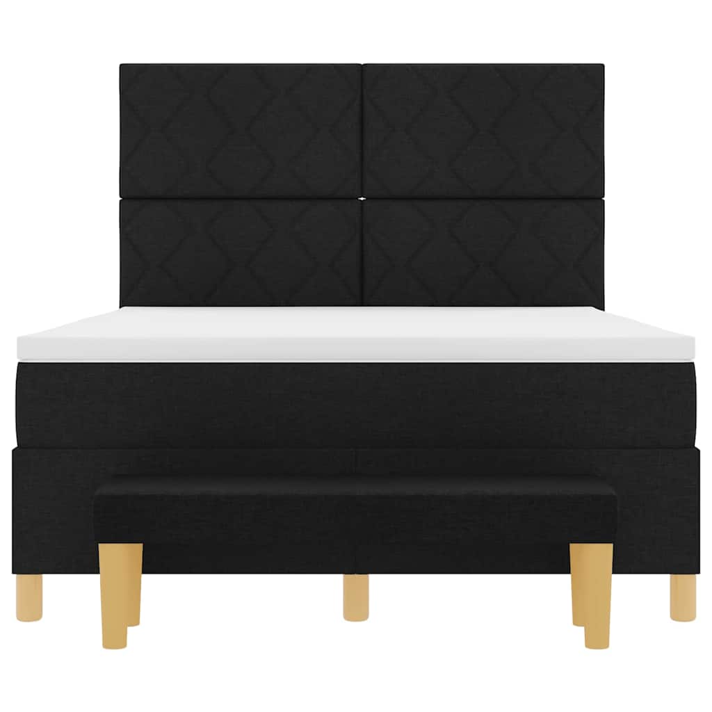 Κρεβάτι με ελατήρια με στρώμα Μαύρο 160 x 200 cm ύφασμα - Pakobazaar