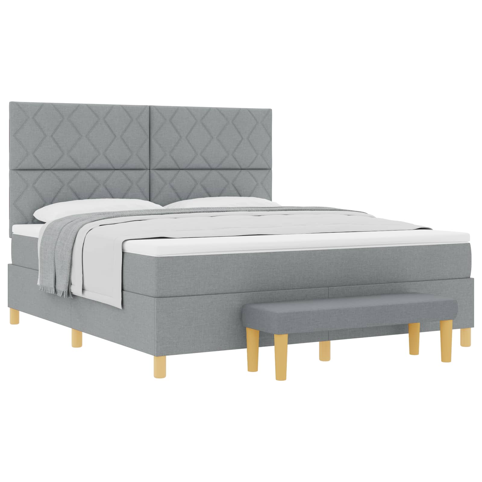 Κρεβάτι με ελατήρια Ανοιχτό γκρι 200 x 180 cm ύφασμα