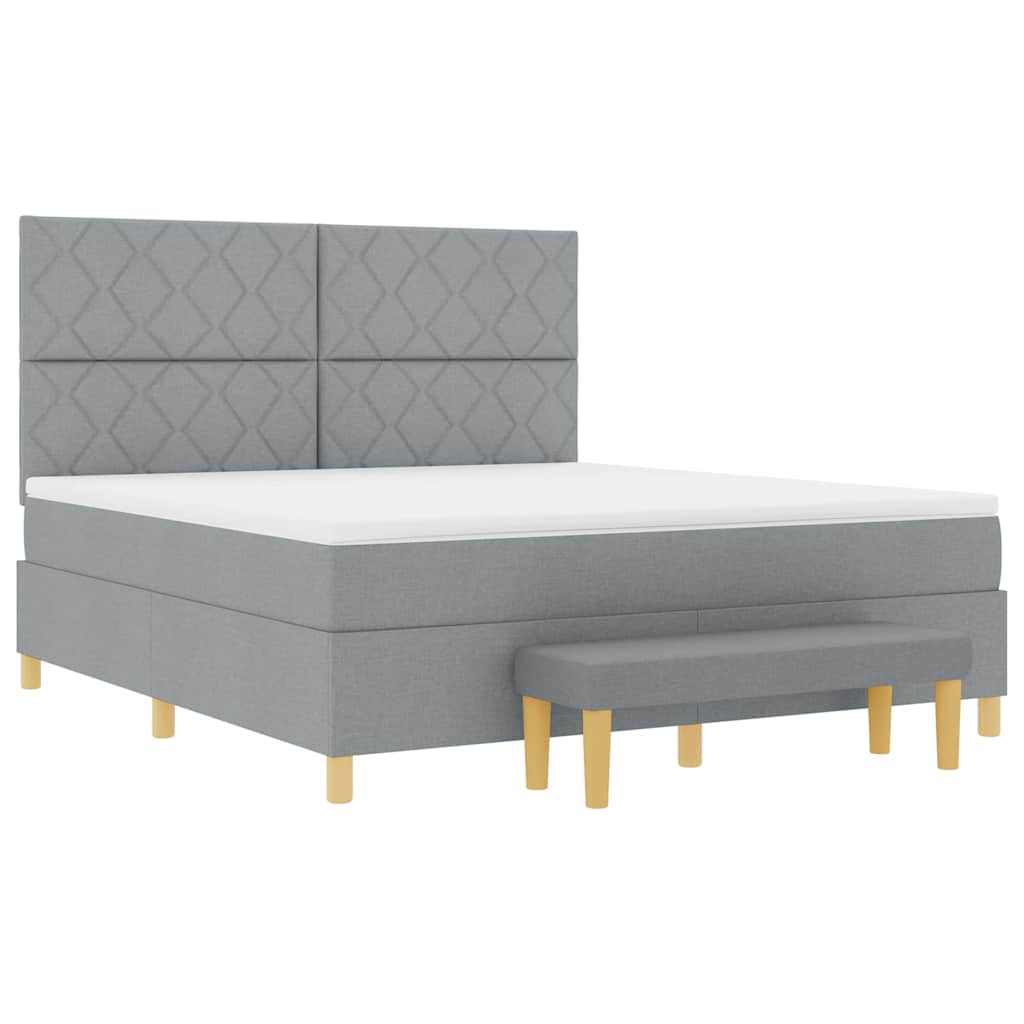 Κρεβάτι με ελατήρια Ανοιχτό γκρι 200 x 180 cm ύφασμα