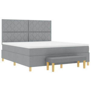 Κρεβάτι με ελατήρια Ανοιχτό γκρι 200 x 180 cm ύφασμα