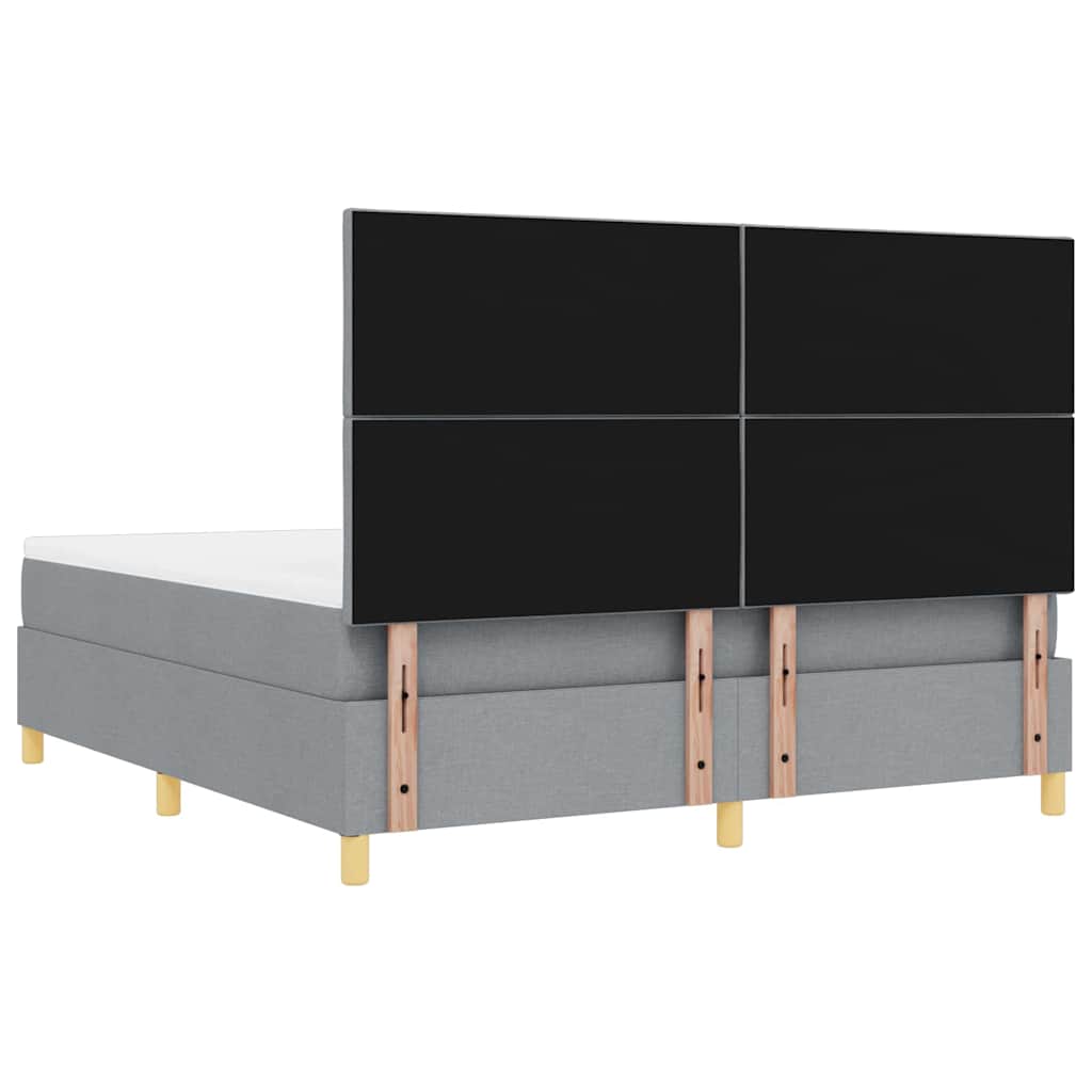 Κρεβάτι με ελατήρια Ανοιχτό γκρι 200 x 180 cm ύφασμα
