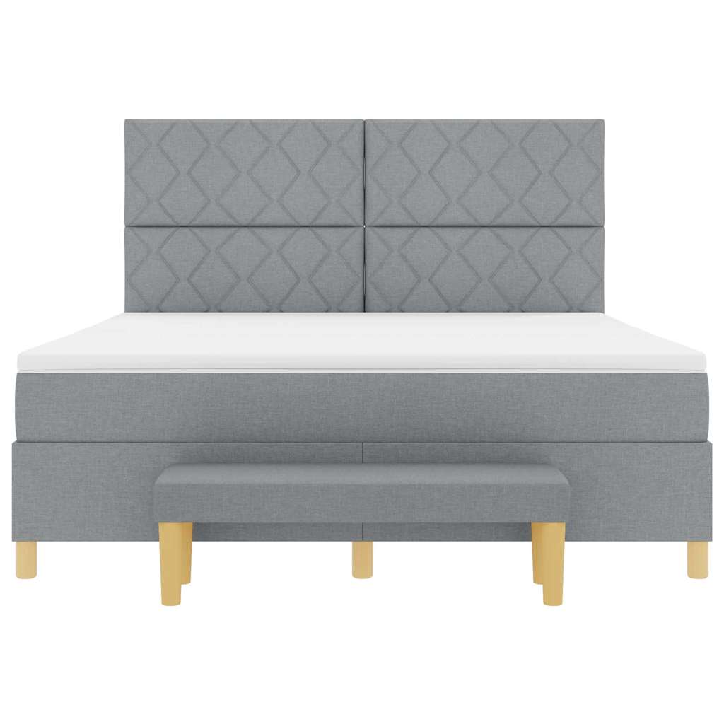 Κρεβάτι με ελατήρια Ανοιχτό γκρι 200 x 180 cm ύφασμα