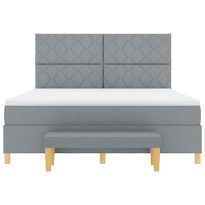 Κρεβάτι με ελατήρια Ανοιχτό γκρι 200 x 180 cm ύφασμα