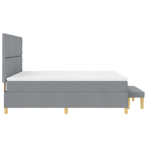 Κρεβάτι με ελατήρια Ανοιχτό γκρι 200 x 180 cm ύφασμα