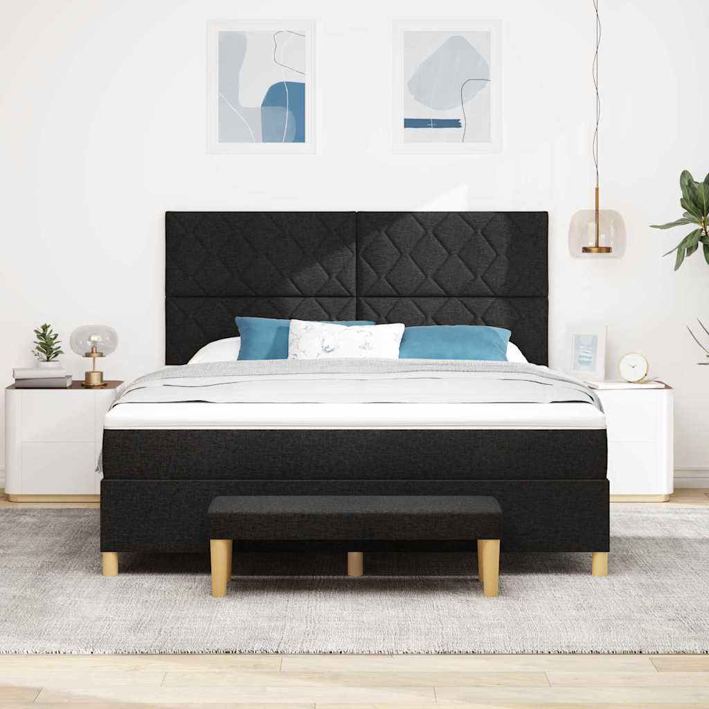 Κρεβάτι με ελατήρια με κεφαλάρι Μαύρο 200 x 180 cm ύφασμα - Pakobazaar