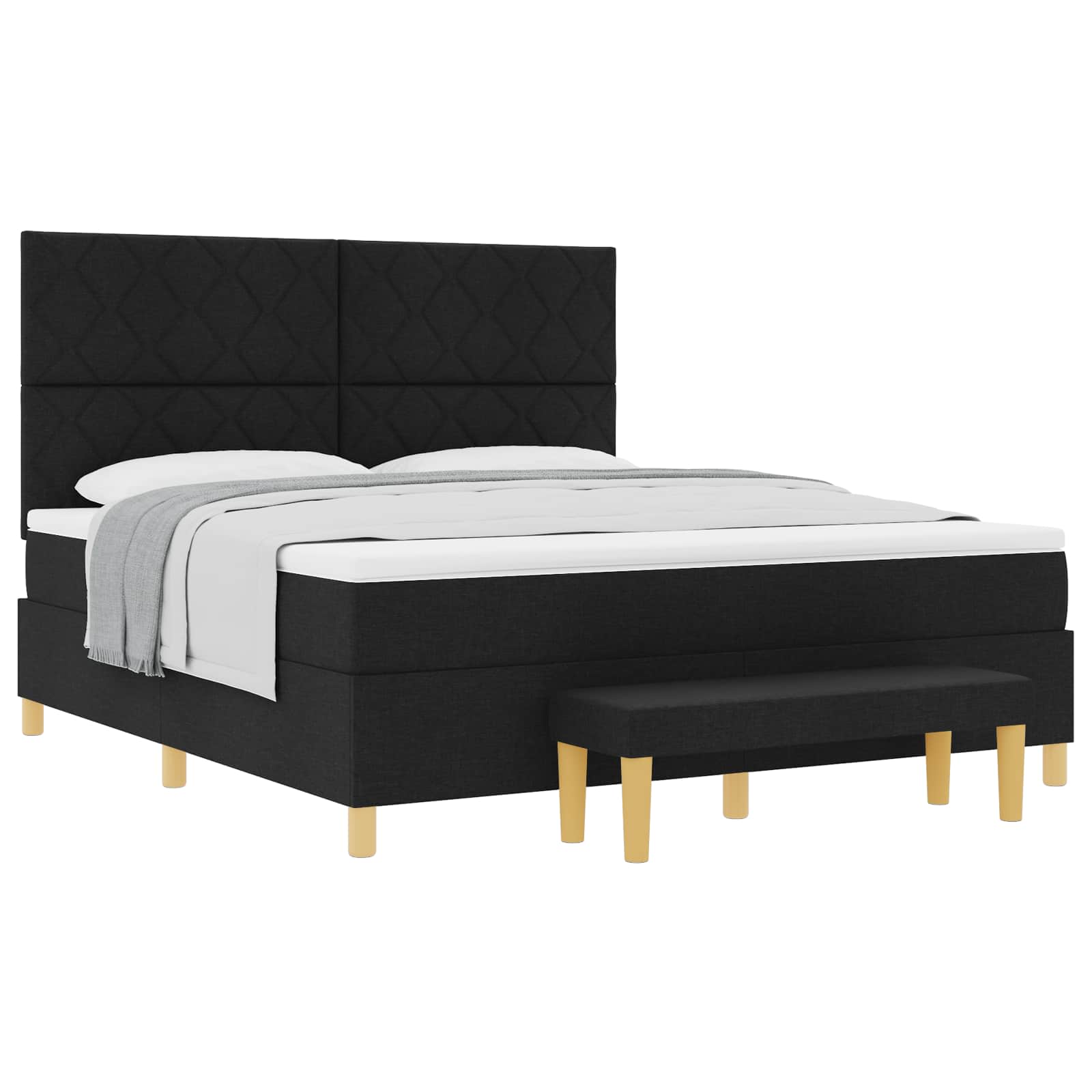Κρεβάτι με ελατήρια με κεφαλάρι Μαύρο 200 x 180 cm ύφασμα - Pakobazaar