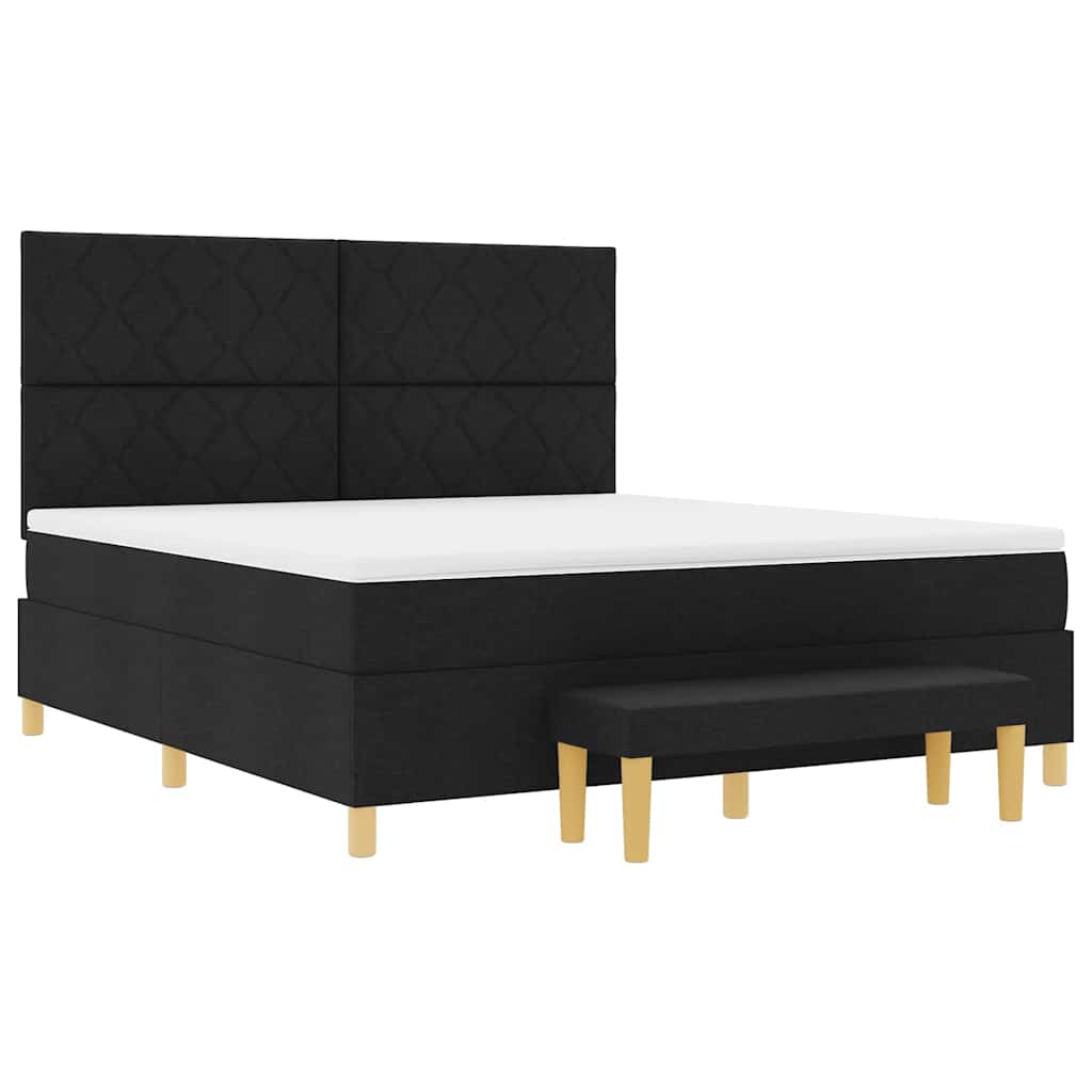 Κρεβάτι με ελατήρια με κεφαλάρι Μαύρο 200 x 180 cm ύφασμα - Pakobazaar