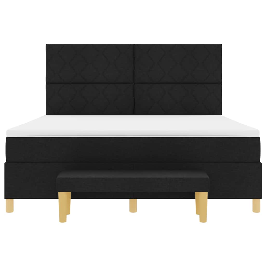 Κρεβάτι με ελατήρια με κεφαλάρι Μαύρο 200 x 180 cm ύφασμα - Pakobazaar