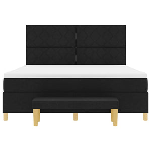 Κρεβάτι με ελατήρια με κεφαλάρι Μαύρο 200 x 180 cm ύφασμα - Pakobazaar