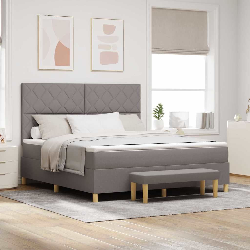 Κρεβάτι με ελατήρια με κεφαλάρι Taupe 180 x 200 cm ύφασμα