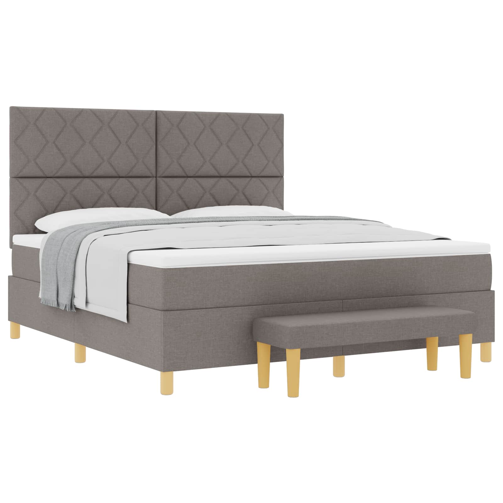 Κρεβάτι με ελατήρια με κεφαλάρι Taupe 180 x 200 cm ύφασμα
