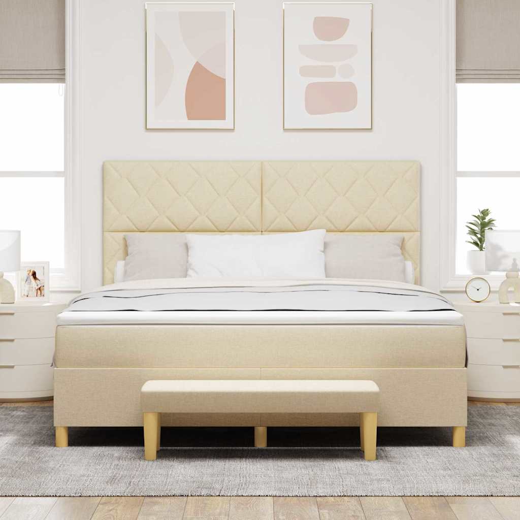 Κρεβάτι με ελατήρια με μαξιλάρι Κρεμ 200 x 180 cm ύφασμα - Pakobazaar