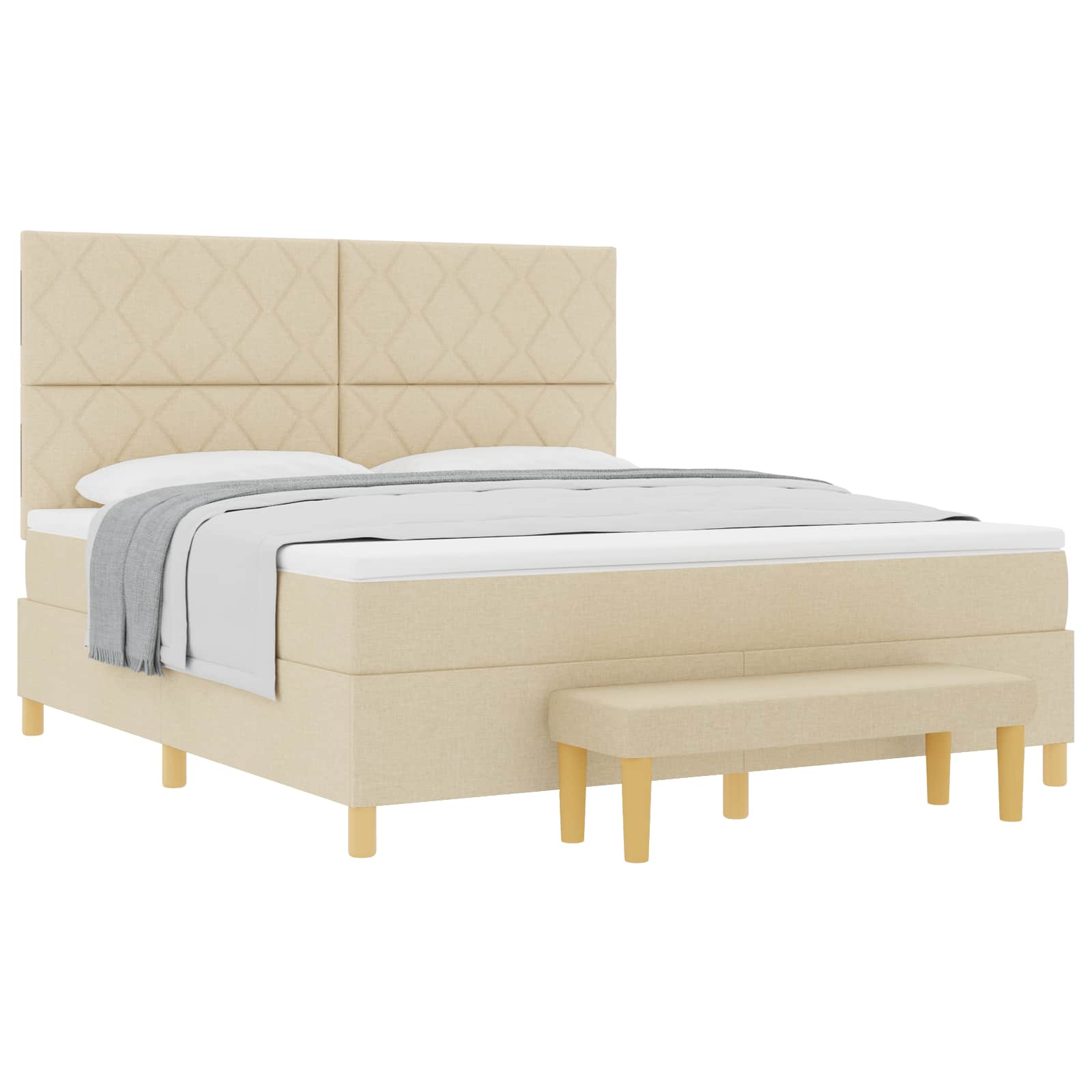 Κρεβάτι με ελατήρια με μαξιλάρι Κρεμ 200 x 180 cm ύφασμα - Pakobazaar