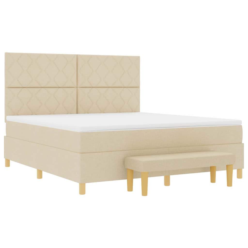Κρεβάτι με ελατήρια με μαξιλάρι Κρεμ 200 x 180 cm ύφασμα - Pakobazaar