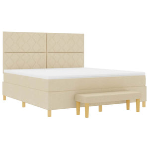 Κρεβάτι με ελατήρια με μαξιλάρι Κρεμ 200 x 180 cm ύφασμα - Pakobazaar