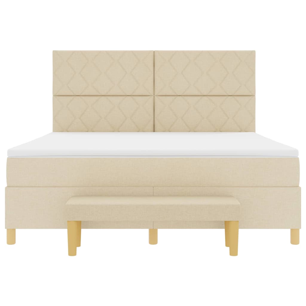 Κρεβάτι με ελατήρια με μαξιλάρι Κρεμ 200 x 180 cm ύφασμα - Pakobazaar