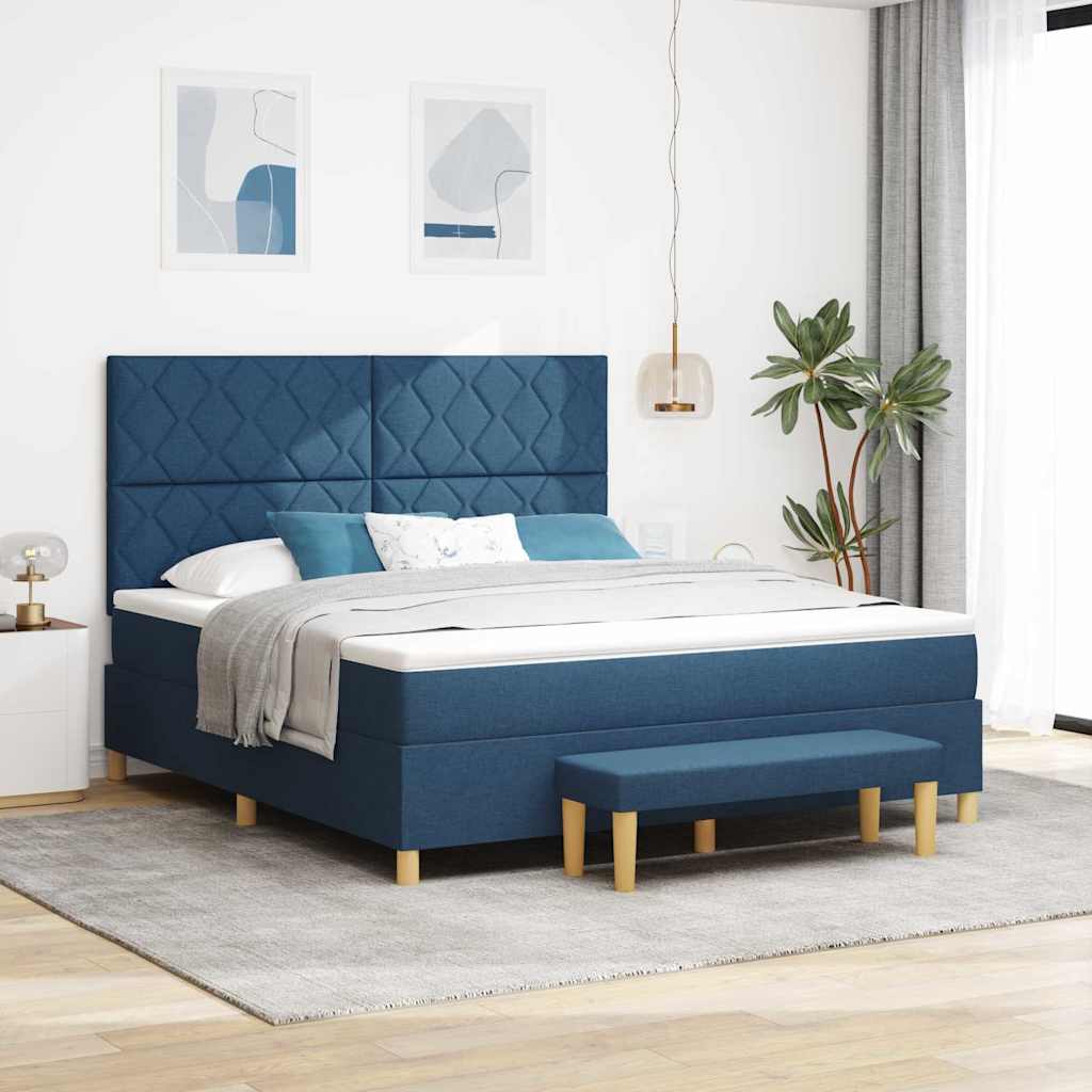 Κρεβάτι με ελατήρια με κεφαλάρι Μπλε 200 x 180 cm ύφασμα