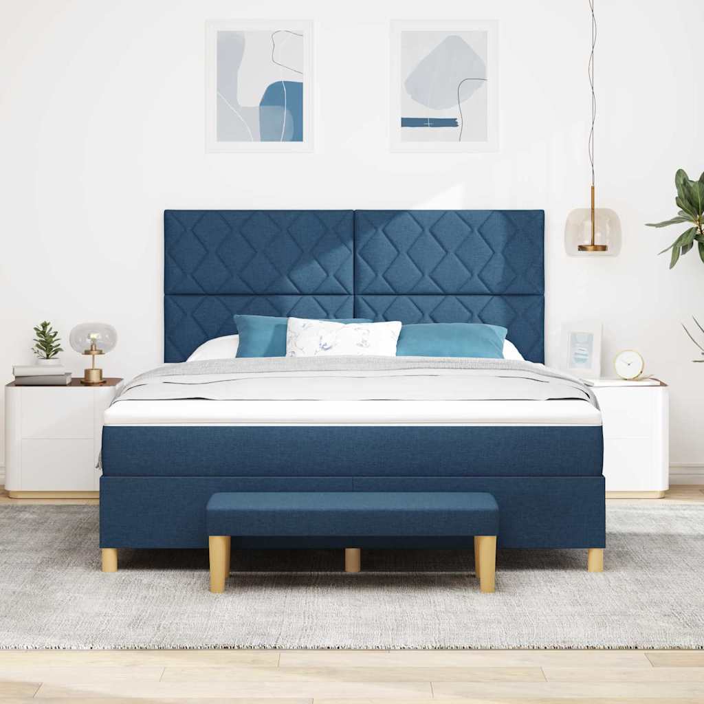 Κρεβάτι με ελατήρια με κεφαλάρι Μπλε 200 x 180 cm ύφασμα