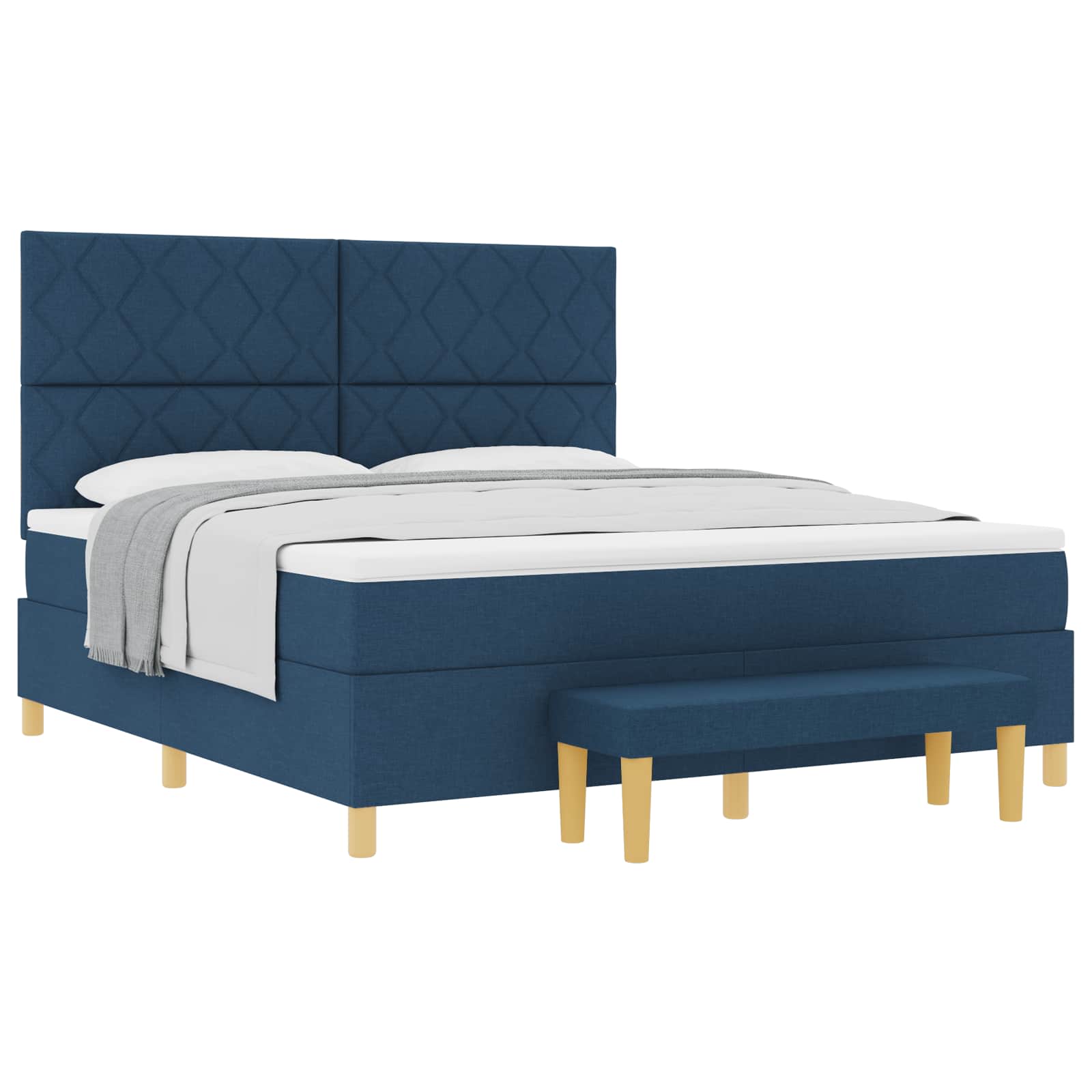 Κρεβάτι με ελατήρια με κεφαλάρι Μπλε 200 x 180 cm ύφασμα