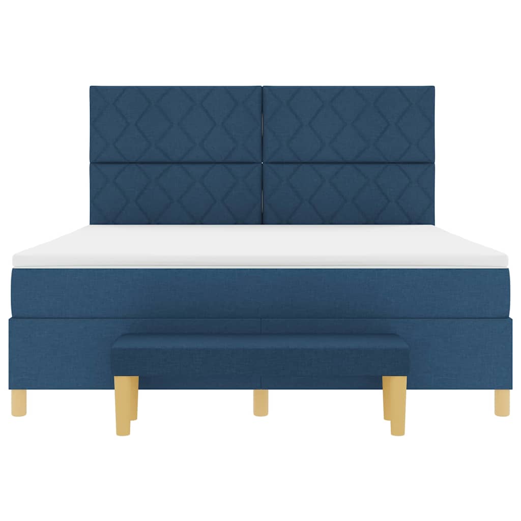 Κρεβάτι με ελατήρια με κεφαλάρι Μπλε 200 x 180 cm ύφασμα