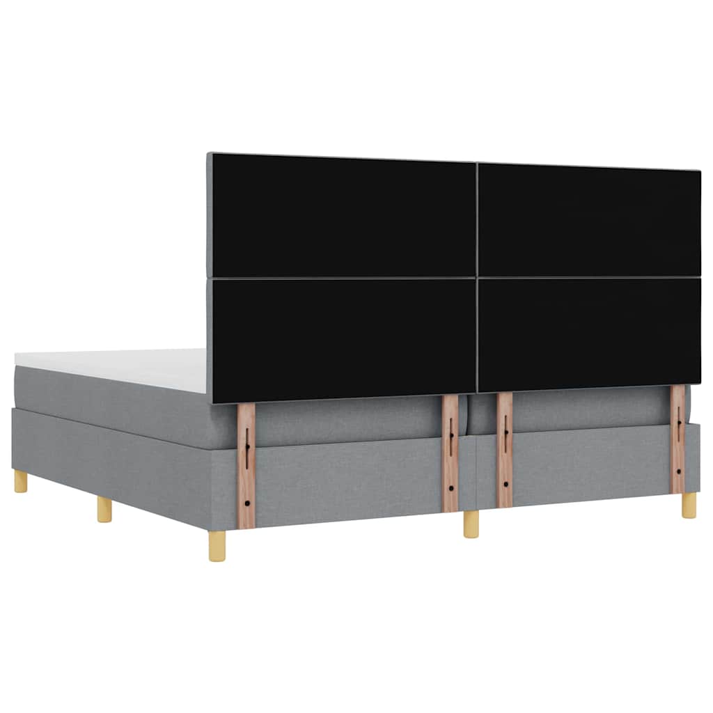 Κρεβάτι με ελατήρια Ανοιχτό γκρι 200 x 200 cm ύφασμα
