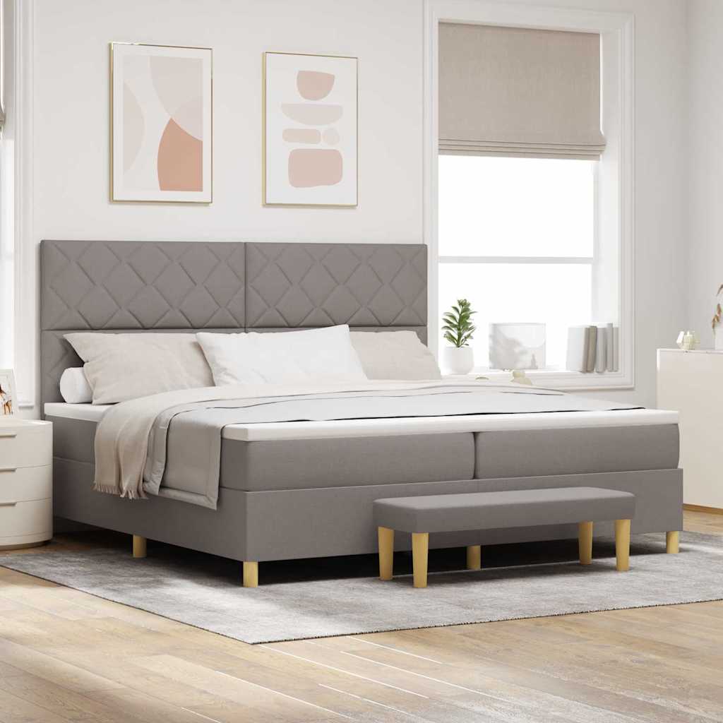 Κρεβάτι με ελατήρια με μαξιλάρι Taupe 200 x 200 cm ύφασμα - Pakobazaar