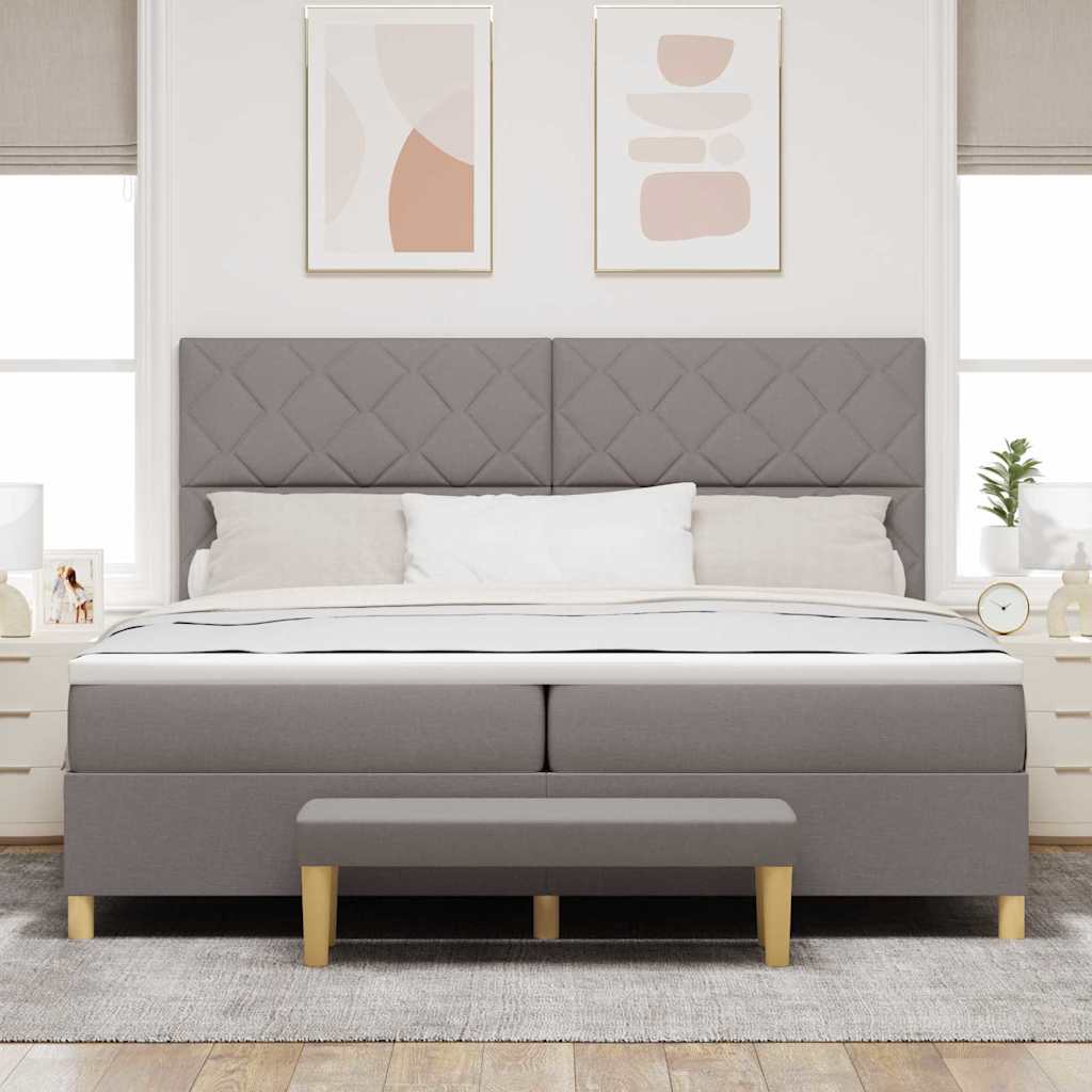 Κρεβάτι με ελατήρια με μαξιλάρι Taupe 200 x 200 cm ύφασμα - Pakobazaar