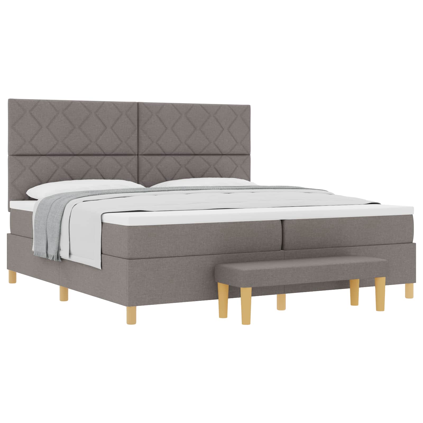 Κρεβάτι με ελατήρια με μαξιλάρι Taupe 200 x 200 cm ύφασμα - Pakobazaar