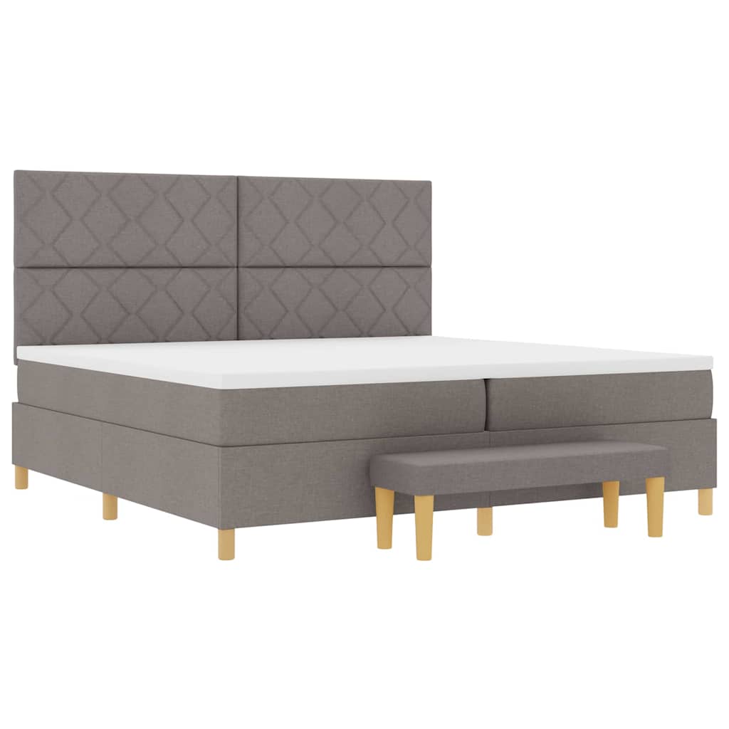 Κρεβάτι με ελατήρια με μαξιλάρι Taupe 200 x 200 cm ύφασμα - Pakobazaar