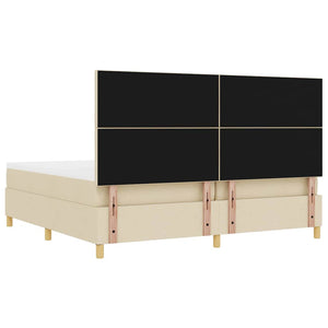 Κρεβάτι με ελατήρια με κεφαλάρι Κρεμ 200 x 200 cm ύφασμα - Pakobazaar