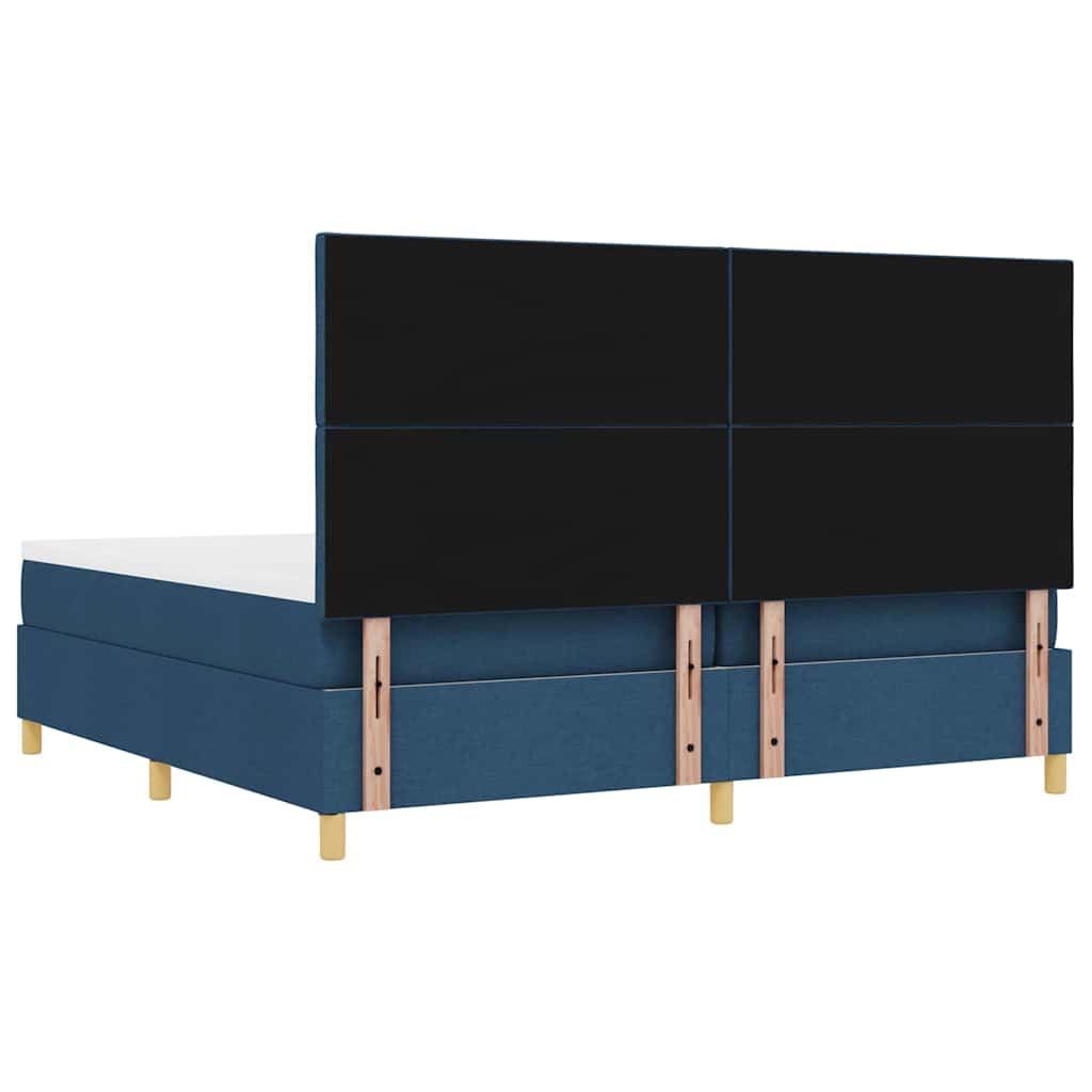 Κρεβάτι με ελατήρια με στρώμα Μπλε 200 x 200 cm ύφασμα - Pakobazaar