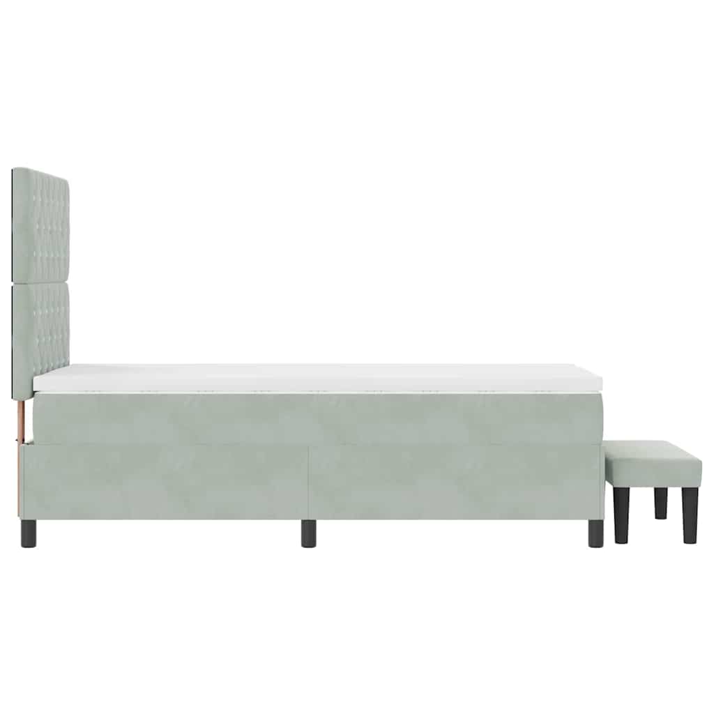 Κρεβάτι με ελατήρια Ανοιχτό γκρι 190 x 90 cm Βελούδο - Pakobazaar