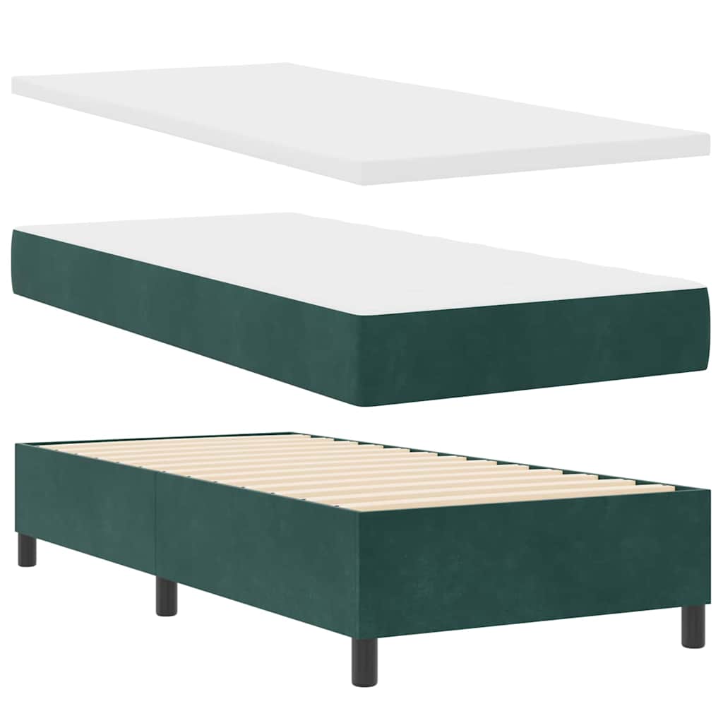 Κρεβάτι με ελατήρια Σκούρο πράσινο 200 x 90 εκ. Βελούδο - Pakobazaar