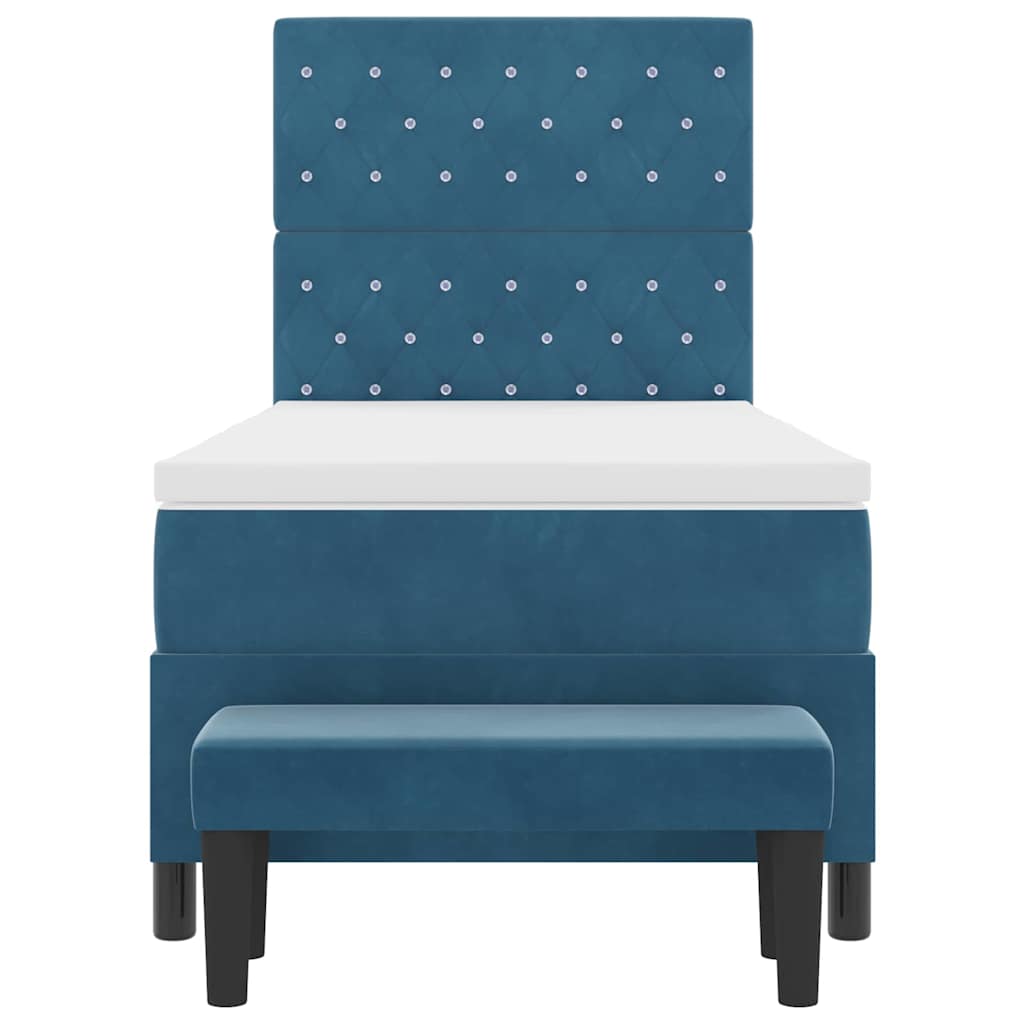 Κρεβάτι με ελατήρια Σκούρο Μπλε 200 x 90 εκ. Βελούδο