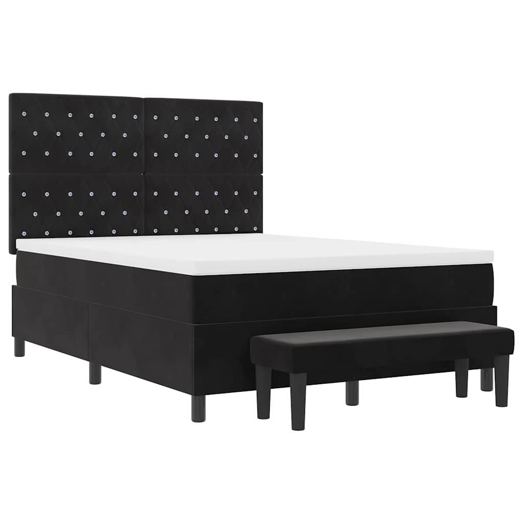 Κρεβάτι με ελατήρια με κεφαλάρι Μαύρο 200 x 140 cm Βελούδο
