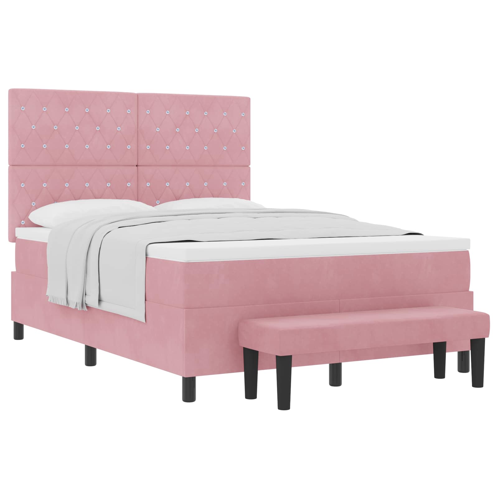 Κρεβάτι με ελατήρια με κεφαλάρι Ροζ 200 x 140 cm Βελούδο