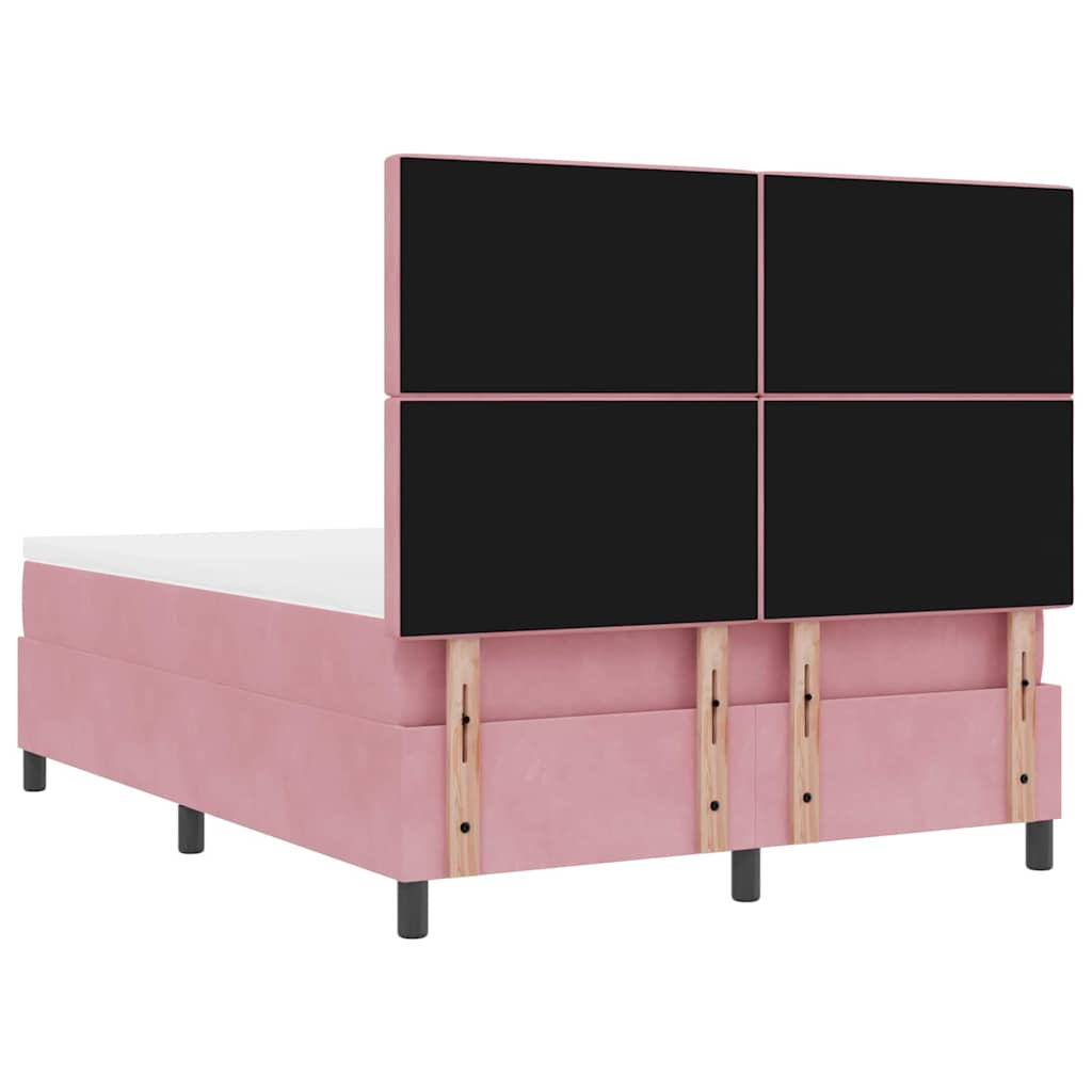 Κρεβάτι με ελατήρια με κεφαλάρι Ροζ 200 x 140 cm Βελούδο