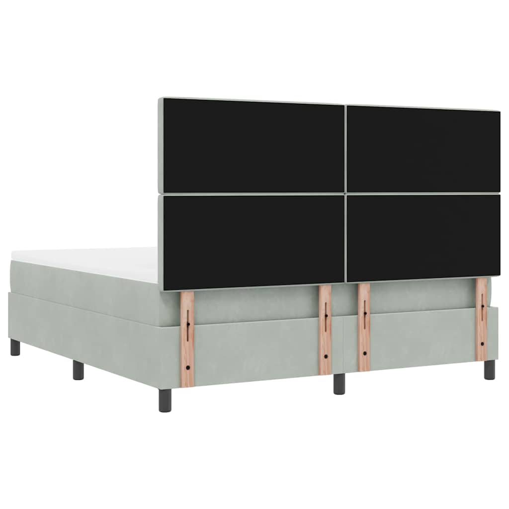 Κρεβάτι με ελατήρια Ανοιχτό γκρι 200 x 180 cm Βελούδο - Pakobazaar
