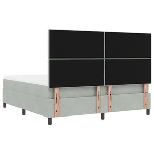 Κρεβάτι με ελατήρια Ανοιχτό γκρι 200 x 180 cm Βελούδο - Pakobazaar