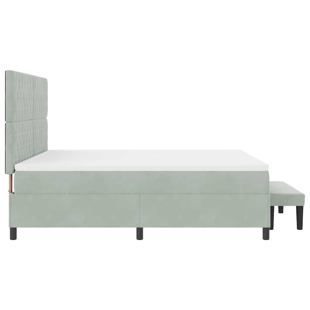 Κρεβάτι με ελατήρια Ανοιχτό γκρι 200 x 180 cm Βελούδο - Pakobazaar