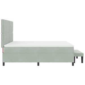 Κρεβάτι με ελατήρια Ανοιχτό γκρι 200 x 180 cm Βελούδο - Pakobazaar